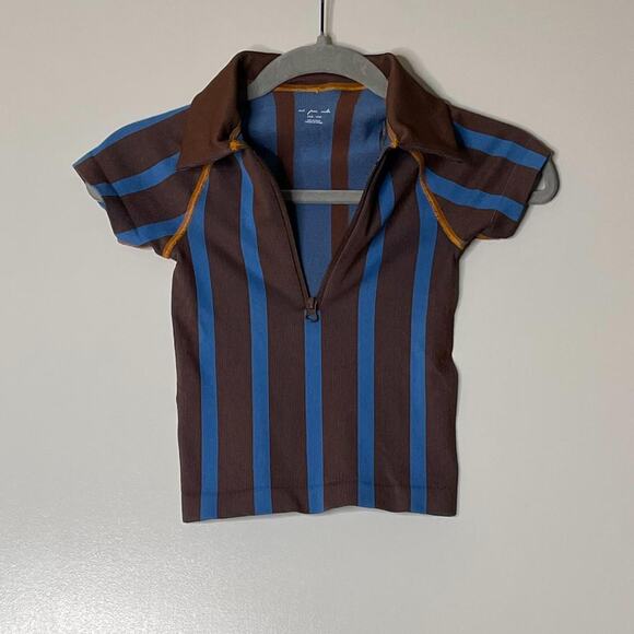 Brown and Blue Striped Top - Picture 3 of 5
